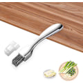 Miniatyrbillede 1 af 5: Løg Skærer Rustfrit Stål Grøntsags Cutter Løg Shredder Multifunktionel Køkken Gadget (sølv) (1 stk)