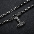Pikkukuva 5 / 5: Ruostumattomasta Teräksestä Valmistettu Viking-Kaulakoru Miehille Mjolnir-Ristiriipus Kaulakoru Miehille Lahjaksi