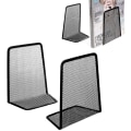 Miniatyrbillede 1 af 5: Metal L-formet Mesh Skrivebordsarrangør Bogstøtter Til Hylder Sort Bog Holder Bog