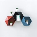 Miniatyrbillede 4 af 5: Hexagonalt Geometrisk Væghylde Multifunktionel Flydende Opbevaringshylde Kreativitet Displayvæg