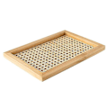 Miniatyrbilde 1 av 3: Nordisk Rattanflettet Brett i Tre, Håndlaget, Rektangulært