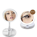 Miniatyrbillede 2 af 5: Foldbar USB LED Spejl Makeup Lys 10x Forstørrende Bord