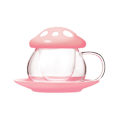 Miniatyrbillede 1 af 4: Glas Teekop Svampekop Infuser Keramiklåg Underkop