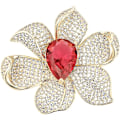 Miniatyrbild 1 av 5: Modebroscher i guld för kvinnor, blommor, strass, röda kristaller, bröllops smycken, present