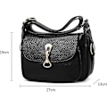 Miniatyrbild 2 av 5: Damer PU-läder Crossbody Väska Multi-ficka Messenger Väskor Handväska (svart) - Svart
