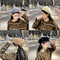 Miniatyrbillede 4 af 5: Elegant Beret Mode Britisk Vintage Maler Hat Beanie Hat Til Efterår Vinter Khaki