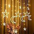 Miniatyrbillede 1 af 3: Led String Fairy Lights Stjerner Måne Vindue Gardin 3.5m 138led.