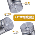 Miniatyrbillede 3 af 5: Krydderiboks - 12 Sølv Rustfrit Stål Krydderibokse Af 90ml - Med Glasvisning Og 3 Drysningstilstande