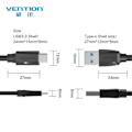 Miniatyrbilde 1 av 5: Vention A47 USB 3.0 til Type-C Synkroniseringslader Høyhastighetskabel