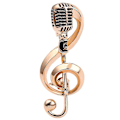 Miniatyrbillede 2 af 5: Mikrofon Brosche Solid Elegant Legering Guld Sølv Farve Musik Note Broscher Til Fest 2stk-guld. Sølv