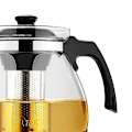 Miniatyrbillede 3 af 5: Stor Klar Borosilikat Glas Tekande Rustfrit Stål Infuser 2300ml