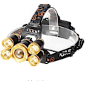 Miniatyrbilde 1 av 3: Lyssterk LED-hodelykt, 4 Moduser Super Lys 12000 Lumen 5 LED Hodelykt