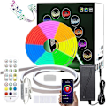 Pikkukuva 1 / 5: 5m 2*5m RGB Vedenkestävä LED-neonvalonauha Bluetooth-sovelluksella