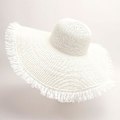 Miniatyrbilde 3 av 5: Unisex Sommerstrandhatt i Straw Weaving for Dame - Jazz Pustende Hatt med Bred Bremm White