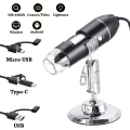 Pikkukuva 1 / 5: 1600x 3-in-1 USB-digitaalinen mikroskooppi, tyyppi-C, 8 LED-valoa
