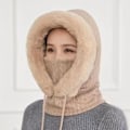 Miniatyrbillede 2 af 5: Vinterhatte til Kvinder Balaclava Vinterhat Fleece Ansigts- og Halsvarmer Maske til Koldt Vejr Khaki