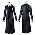 Miniatyrbilde 4 av 5: Wednesday Addams The Addams Family Nevermore Kostyme Uniform Dresssett Kvinneklær L Style 3