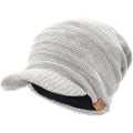 Miniatyrbillede 1 af 5: Mænds Beanie med Skygge Vinterhatte Tyk Fleeceforet Strikket Visor Beanie Cap B5042