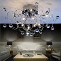 Miniatyrbild 1 av 5: 56cm Kristall Taklampa Flush Mount Metall Krom Led Nordisk