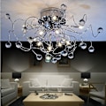 Miniatyrbilde 1 av 5: 56cm Krystall Taklampe Flush Mount Metall Krom Led Nordisk