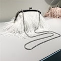 Miniatyrbild 1 av 5: Bröllopspåse Fjäder Crossbody Väska 3 Färger Fjäder Lyx Kvinnor Väskor Fest White Snake chain