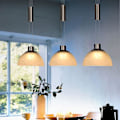 Pikkukuva 1 / 5: LED-riipusvalaisin harjattu nikkelilasi 3-lamppu opal