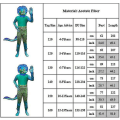 Miniatyrbillede 5 af 5: Havkostume Luca Jumpsuit Bodysuit 3D Maske Outfit Børn Fancy Up Performance Kostume 8-9 Years
