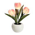 Miniatyrbillede 1 af 3: LED Natlampe Hjemmedekoration Med Keramik Vase Ornament Skrivebord Simulation Tulip Pink