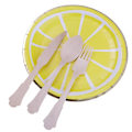 Miniatyrbild 4 av 5: 8 stycken engångspappersplattor i citronstil för födelsedagsfestleverantör 23 cm