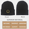 Miniatyrbilde 3 av 5: Unisex Lazy Beanie Vintervarm Strikket Lue Koreansk Smiley Ansiktsbroderi Ullstrikket Lue Hip Hop Pullov
