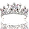 Miniatyrbillede 1 af 3: Prinsesse Diademer Til Piger, Fødselsdagskrone Til Piger Sommerfugl Prinsesse Optræden Disk Hår Model