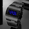 Miniatyrbillede 2 af 5: Mode-LED Digitalur Mænd Militær Sportsure Sort Rustfrit Stål Stor Håndled Multifunktionel Elektronisk Armbåndsure Mænd black blue