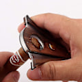 Miniatyrbillede 3 af 3: Sandaltræ Cigar Cutter, Rustfrit Stål Dobbeltbladet Saks, Cigar Tilbehør 1 Stykke Brun