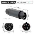 Miniatyrbilde 1 av 5: EVSE Type 2 til Type 1 EV-adapter 32A enfase Kompatibel med Type-2 lader Kompatibel elektrisk bil med Type 1 ladestikk - yuhao Dark Grey
