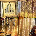 Miniatyrbillede 4 af 5: LED Vindue Gardin Lysstreng 3x3m Bryllupsdekoration 300 LED'er
