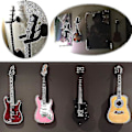 Miniatyrbillede 3 af 4: Guitarvægmonteret Hanger, Guitar Hanger Væghængt Beslag Holder Stativ Sort Display Med Skruer Passer Til Alle (2 stk, sort)