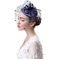 Miniatyrbilde 3 av 5: Hatt med slør for kvinner, fascinatorhatt til bryllup, fest, pillboxhatt, bowlerhatt, mini topphatt