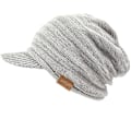 Miniatyrbillede 2 af 5: Mænds Beanie med Skygge Vinterhatte Tyk Fleeceforet Strikket Visor Beanie Cap B5042