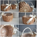 Miniatyrbillede 4 af 5: Flettet Rattan Blomsterkurve, Pil Håndflettet Kurve