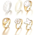 Miniatyrbillede 1 af 5: Guldringe Sæt Trendy Ringe Sæt Æstetisk Knuckle Stacking Ringe Til Kvinder Pige