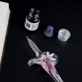 Miniatyrbillede 3 af 4: Vintage Krystal Glas Dip Pen Håndlavet Blomster 15cm