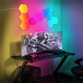 Miniatyrbillede 5 af 5: RGB Bluetooth LED Hexagon Lys Indendørs Væghængt Lampe App Fjernbetjening Natlys Computer Spilrum Soveværelse Sengelampe Dekoration (6 Pakker)