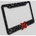 Miniatyrbillede 2 af 3: 7 Rækker Bling Bling Rhinestone Rustfrit Stål Nummerplade Ramme Slips Glansfuld Nummerplade Dekoration