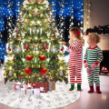 Miniatyrbilde 2 av 2: Plush Juletre Skjørt med Kunstig Pels Snøflak 90cm