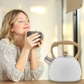 Miniatyrbilde 2 av 4: Koker Hvit Rustfritt Stål Fløytende Kaffe Te-kanne