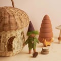 Miniatyrbilde 3 av 5: Rattan Oppbevaringskurv Sopp Dekorativ Vevd Fruktlokk
