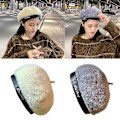 Miniatyrbillede 2 af 5: Elegant Beret Mode Britisk Vintage Maler Hat Beanie Hat Til Efterår Vinter Wine red