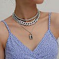 Miniatyrbilde 2 av 4: Rhinestone Curb Cuban Link Kjede Halskjede For Kvinner Unisex Kule Hip Hop Miami Cuban Diamantkuttet Kjede