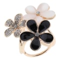 Miniatyrbillede 5 af 5: Sjalspænde Krystal Metal Blomster Sjal Ring Sjalspænde Tilbehør (hvid+sort)(10stk)
