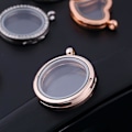 Miniatyrbillede 1 af 5: Charmerende Memory Flydende Glas Locket Vedhæng Halskæde
